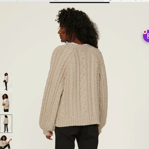 NAADAM Chunky Cable Cardigan Wool Size Medium - Picture 2 of 12